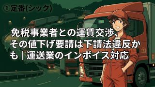 運送業のインボイス対応と免税事業者との運賃交渉を解説する柏市の行政書士だいち法務事務所のアイキャッチ画像