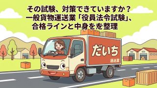 一般貨物運送業の役員法令試験を解説する柏市の行政書士だいち法務事務所のアイキャッチ画像