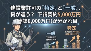 建設業許可の「特定」と「一般」、何が違う？｜下請契約5,000万円(建築8,000万円)が分かれ目