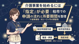 柏市での介護事業所指定申請の流れを解説する行政書士だいち法務事務所のアイキャッチ画像