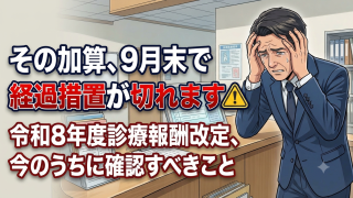 その加算、9月末で経過措置が切れます｜令和8年度診療報酬改定、今のうちに確認すべきこと