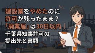 建設業許可の廃業届を解説する柏市の行政書士だいち法務事務所のアイキャッチ画像